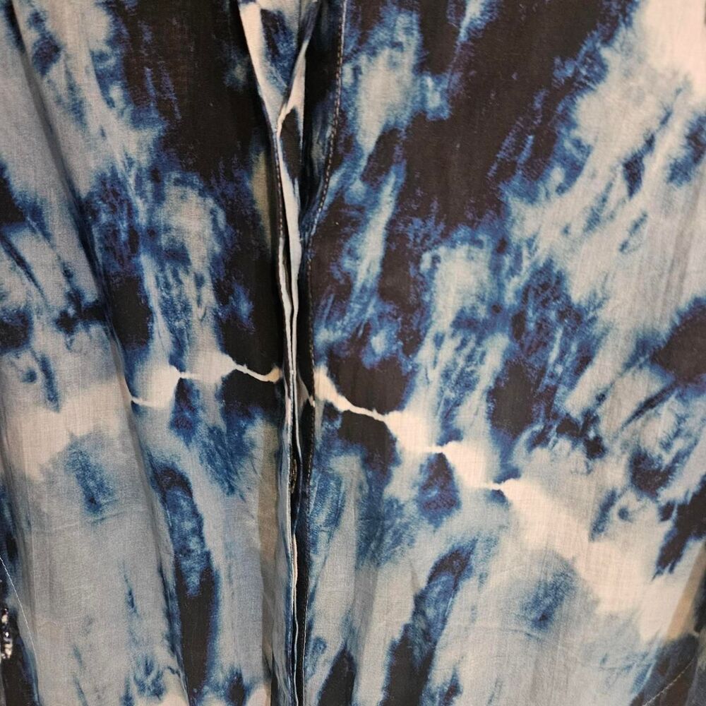 boho festival blue navy tie dye button up kaftan - Picture 6 of 6
